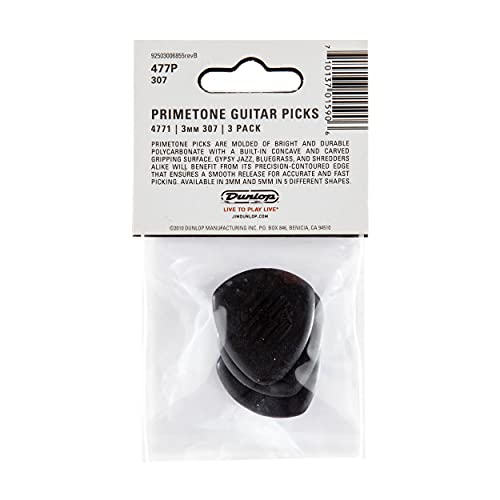 Jim Dunlop 477P307 Primetone Large Round Tip Guitar Pick Player Pack (Pack of 3)