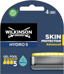 Wilkinson Sword Hydro 5 Skin Protection Advanced – 4 Refills of 5 Blades with Menthol Enriched Lubricant Band, Compatible for Any Hydro Razor