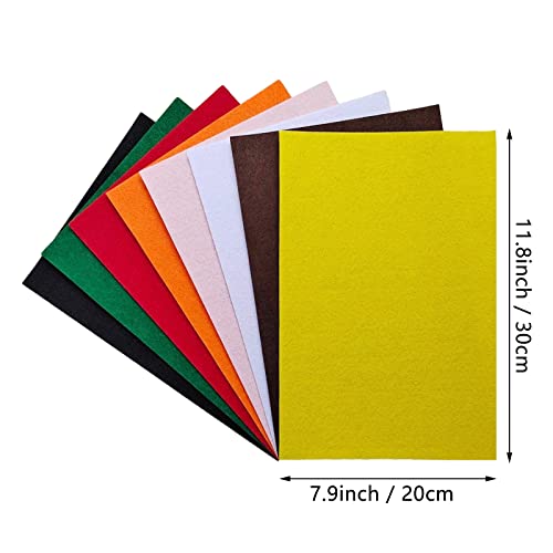 Jtnohx Stiff Felt for Crafts, 2mm Thick Colour Felt Sheets, 8 Pcs 20x30cm Craft Felt Fabric for Sewing & DIY Projects (Christmas Series)