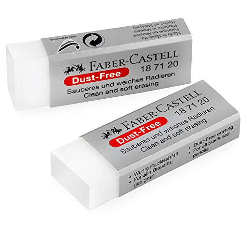 Faber-Castell Dust-Free Comfort Edge Eraser Rubbers - White - Pack of 2