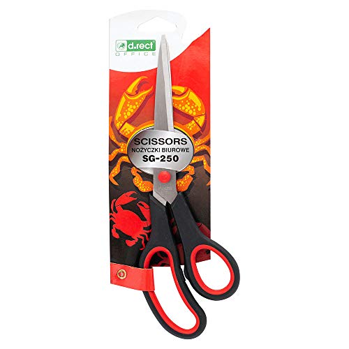 D.RECT - Schere Stainless Steel Cutting Shears for Paper and Tapes   Rubber Grip Scissors for Use in Home, School and Office   Sg-250 - 25cm009362,Black