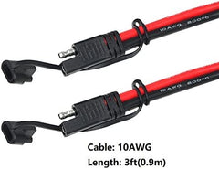 KUNCAN 3FT Sae to Sae 2 Pin 10awg DC Power Heavy Duty Sae Battery Quick Disconnect/Connect Extension Cable with Sae Connectors with Dust Cap…