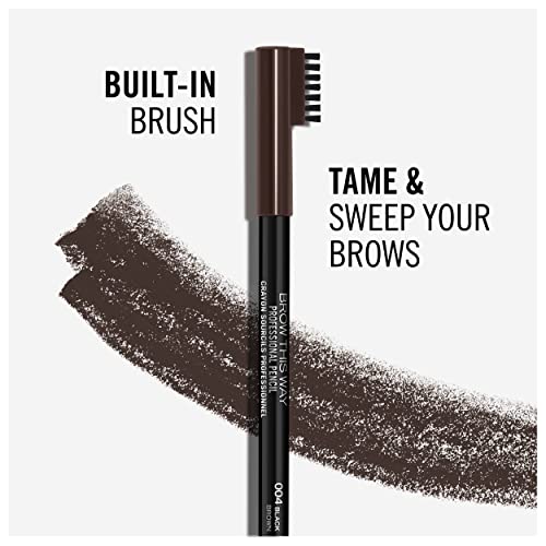 Rimmel London Professional Eyebrow Pencil, Precise Pencil with Built-in Brush, Black Brown, 1.4 g