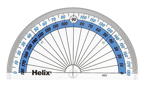 Helix 10cm 180 Degree Clear Protractor H01010