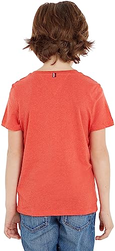 Tommy Hilfiger Boys Short-Sleeve T-Shirt Crew Neck, Red (Apple Red Heather), 3 Years