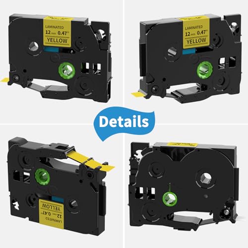 Unistar Compatible TZ Label Tape 12mm Yellow for Brother TZe631 TZe-631 Black on Yellow 12mm x 8m Laminated Cassettes for Brother P-Touch 1000 H100 H105 200 1080 E550WVP P700 Label Printer, 3-Roll