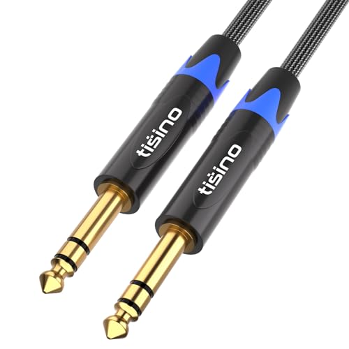 Tisino 6.35mm Jack TRS Cable, Nylon Braid Heavy Duty 6.35 mm 1/4 inches Stereo Jack Male to Male Balanced Audio Lead Cord - 1m