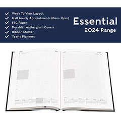 Collins Debden Collins Essential A4 Diary 2024 Daily Planner With Appointments - Eco Friendly, Recycled Paper, Fully Recyclable - 2024 Page A Day Diary - A4 Size Business, Academic and Personal (Red)