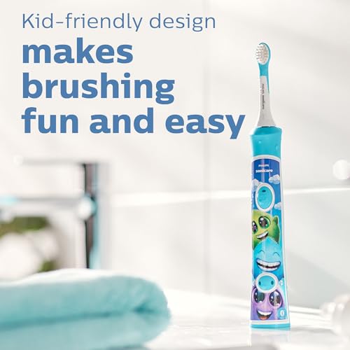 Philips Sonicare for Kids Original Compact Sonic Toothbrush Heads for 3and-Year-Old Kids – 4 Unit Pack in Blue (Model HX6034/33)