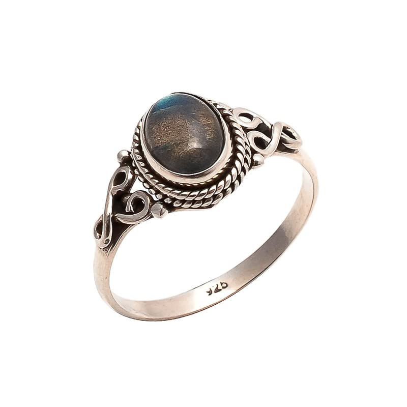 Labradorite Stone Ring 925 Sterling Silver Statement Ring For Women Size UK O Natural Gemstone Ring Handmade Ring Christmas Gifts Ring Jewelry