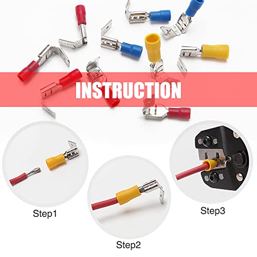 YIXISI 80 PCS Piggy Back Spade Electrical Connectors Crimp Terminal, Insulated Crimp Connectors Set