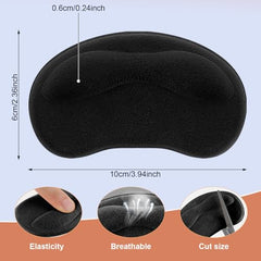 2 Pair Heel Cushion Pads, Self-Adhesive Heel Grips Inserts for Boots Loose Shoes Too Big, Anti Blister Shoe Liners Heel Protectors, Reusable Heel Guards Liners for Women Men, Improve Shoe Fit (Black)