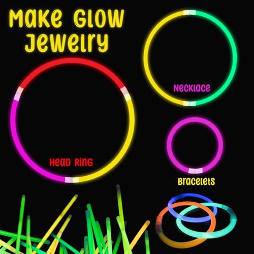 SHATCHI 20Pcs Glow Sticks 8 inches and Connectors Neon Colours Kit for Bracelets, Rings Necklace Halloween Rave Fancy Dress Party Props Bag Fillers Toys Favours