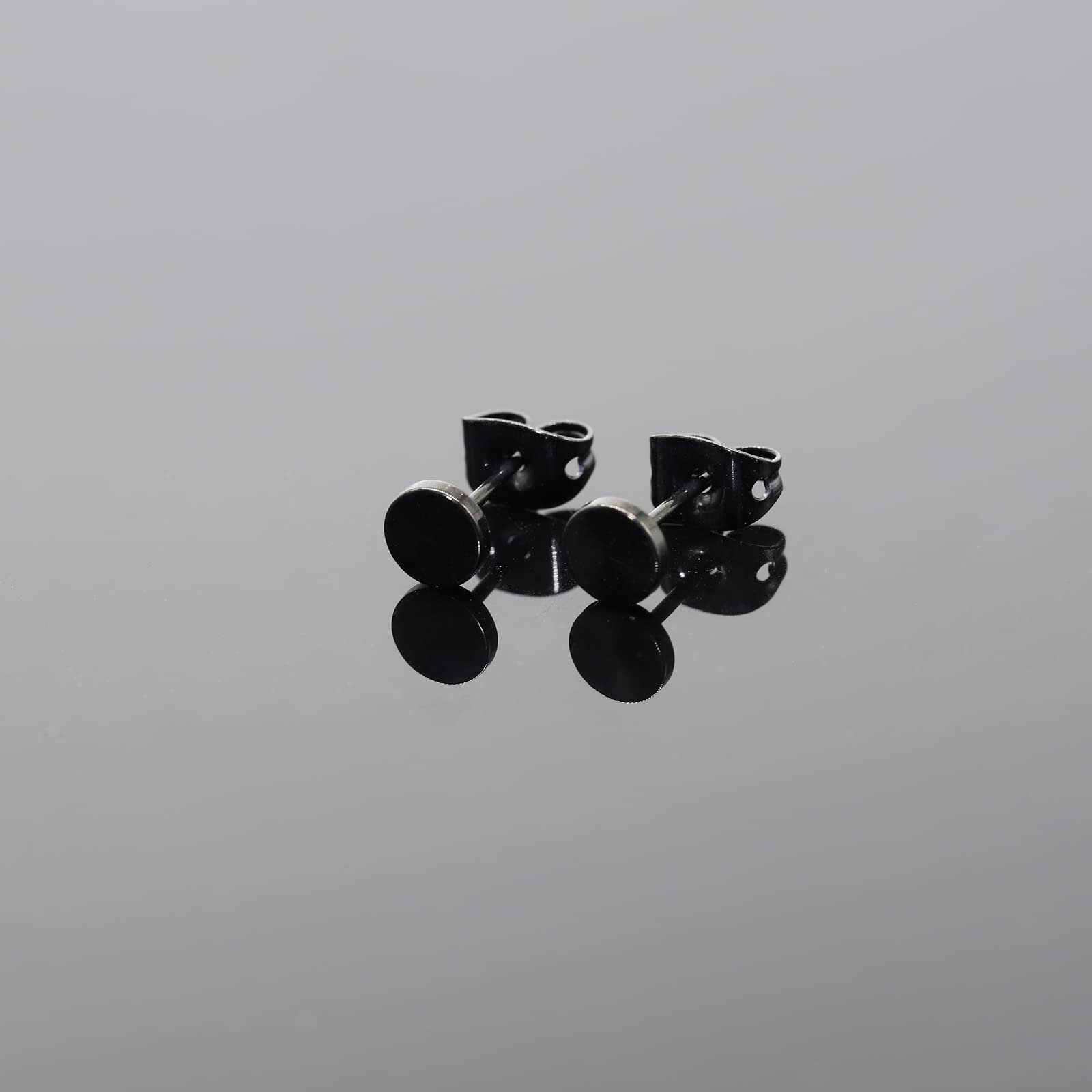 Artskin Titanium Flat Dot Stud Earrings for Women Men Girls Hypoallergenic Nickel Free Earrings 6mm Black Round Disc Earrings for Sensitive Ears (6mm, Black)