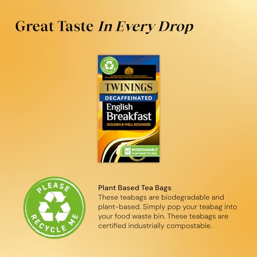 Twinings English Breakfast Decaf Tea   Golden, Well Rounded & Full Bodied Decaffeinated Black Tea   40 Biodegradable Tea Bags