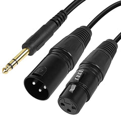 GELRHONR 1/4 Inch 6.35mm TRS Male to 2 XLR Balanced Interconnect Stereo Audio Cable,Dual XLR to 1/4inch (6.35mm) TRS Stereo Cable for Speaker Mic Guitar Mixer AMP-34cm