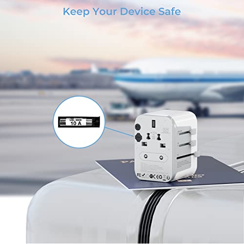 Universal Adapter, TESSAN Worldwide Travel Plug Adaptor with 2 USB A and 3 USB C Ports, International Travel Adapter for EU, UK, USA, AU, Power Socket Charger for Multi Countries