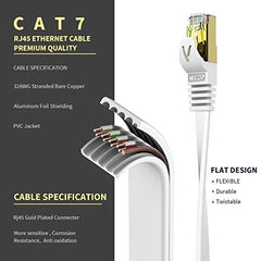 Veetop Flat Ethernet Cables 10m/32.8ft Cat7 High Speed 10Gbps RJ45 Cat 7 Networking Ethernet Cable with STP Copper Wires Shielded & Gold Plated Connector for Computer Laptop Router Patch Modem