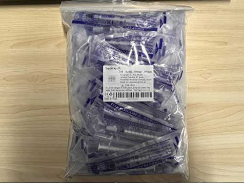 100Pcs 1ml Plastic Syringes With Caps No Needle Colostrum Syringe for Refilling and Measuring Liquids, Scientific Labs, Plant Watering, Pet Feeding ,Glue Applicator