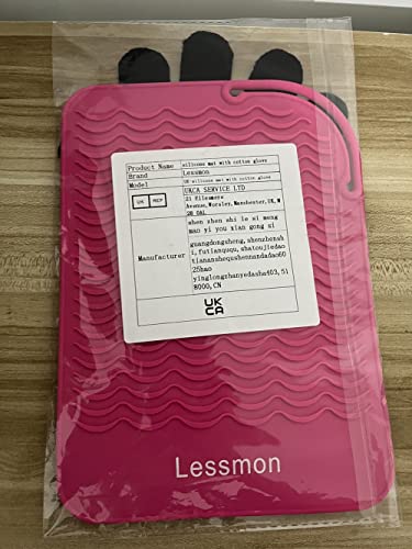 Flat Iron Travel Mat, Curling Iron Counter Protector with Heat Resistant Glove for Curling Irons, Hair Straightener, Flat Irons and Hair Styling Tools, 9” x 6.5”, Pink by Lessmon