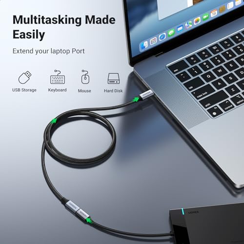 UGREEN 100W USB C Extension Cable 10Gbps 4K 60Hz USB 3.2 Male to Female Fast Charge Extension Lead Compatible with MacBook Pro M3, iPad Pro 2021/Air 5, iPhone 15, Galaxy S24 S23 Ultra (1M)