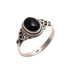 Black Onyx Stone Ring 925 Sterling Silver Statement Ring For Women Size UK N Natural Gemstone Ring Handmade Ring Christmas Gifts Ring Jewelry