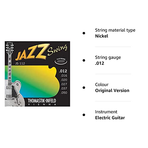 Thomastik Strings for Electric Guitar Jazz Swing Series Nickel Flat Wound Set JS112 Medium Light .012-.050w