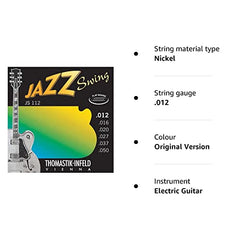 Thomastik Strings for Electric Guitar Jazz Swing Series Nickel Flat Wound Set JS112 Medium Light .012-.050w