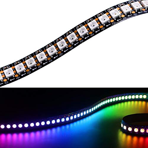 TOPAI WS2812B RGB LED Pixel Strip 1M 144LEDs, Individually Addressable Black PCB IP20 NO-Waterproof Cuttable 5050 SMD IC 5V Smart Flexible LED Lighting