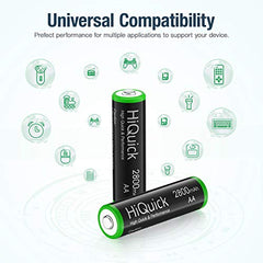 HiQuick 16Pcs 2800mAh NI-MH AA Rechargeable Batteries High Capacity 1.2V NI-MH Low Self Discharge Rechargeable Battery (Pack of 16)