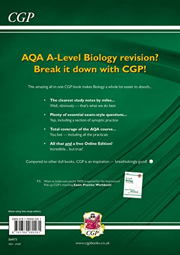 A-Level Biology: AQA Year 1 & 2 Complete Revision & Practice with Online Edition: ideal for the 2024 and 2025 exams (CGP AQA A-Level Biology)