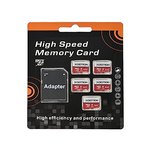 KOOTION 5-Pack 64GB Micro SD Card Class 10 Micro-SDXC Memory Card UHS-I, High Speed Flash TF Card for Security Camera/Smartphone/Drone/Dash Cam/Tablet/PC, C10, U1, 64GB 5pack