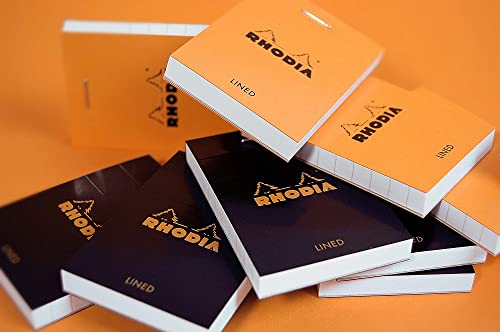 RHODIA 122009C - Stapled Notepad N°12 Black - 8.5x12 cm - Small Squares - 80 Detachable Sheets - White Clairefontaine Paper 80 g/m - Soft and Resistant Coated Card Cover - Basics