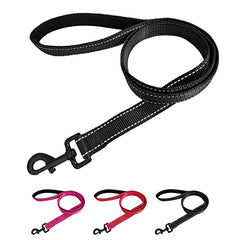 Beshine Padded Handle Dog Lead, 1.2m x 2.5cm Durable Reflective Nylon Dog Leash for Large, Medium Dogs, Black