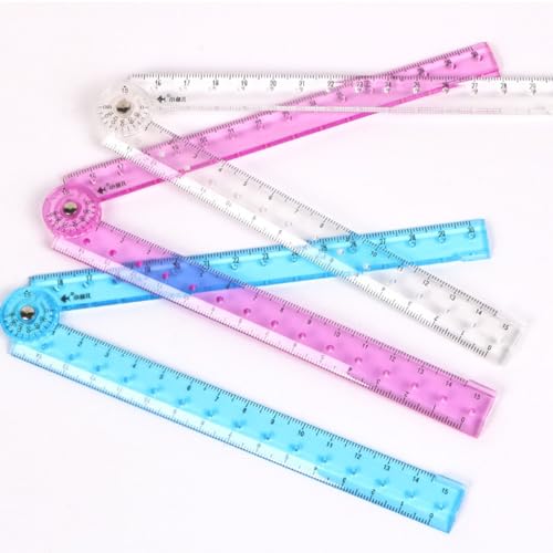 3PCS Folding Ruler 30cm Foldable Ruler Clear Ruler 15cm Transparent Straight Ruler Shatterproof Plastic Ruler Flexible Ruler Geometric Ruler for School Kids Office