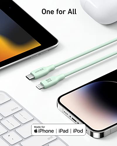 Anker USB-C to Lightning Cable, 541 Cable (Natural Green, 3ft), MFi Certified, Bio-Based Fast Charging Cable for iPhone 14 14pro 14pro Max 13 13 Pro 12 11 X XS XR 8 Plus (Charger Not Included)