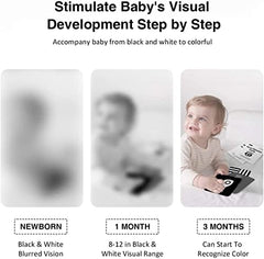 beiens Newborn Essentials Sensory Toys Cards, Black and White Brain Development Toys, Visual Stimulation Learning Activity Cards for 0-12 Months, 40 Pages 5.5'' x 5.5'' Baby Toys Gifts