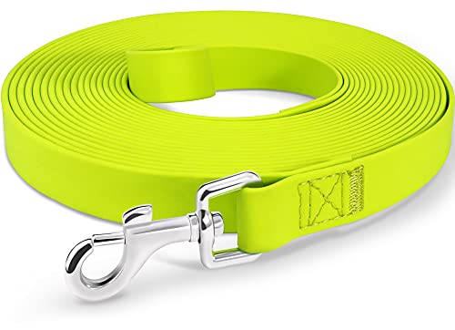 Joytale 5M 10M 15M 20M Dog Training Lead,Waterproof Long Line Lead for Medium, Large and Extra Large Dogs, Strong Long Dog Lead （Neon Yellow 15M)