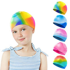 Darbermu Kids Swimming Cap for Girls Boys Children, Silicone Swim Cap for Kids Children Boys and Girls, Stretchable and Comfortable Swimming Hats, Anti slip Swim Cap Swimming Hat, 21.5*19CM