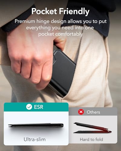 ESR Magnetic Wallet (HaloLock), Compatible with MagSafe Wallet, iPhone Wallet with Adjustable Stand, for iPhone 15/14/13/12 Series, Not for iPhone 13/12 Mini, 3 Card Holder, Vegan Leather, Black