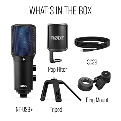 RØDE NT-USBand Professional-Grade USB Microphone for Recording Exceptional Audio Directly to a Computer or Mobile Device , black