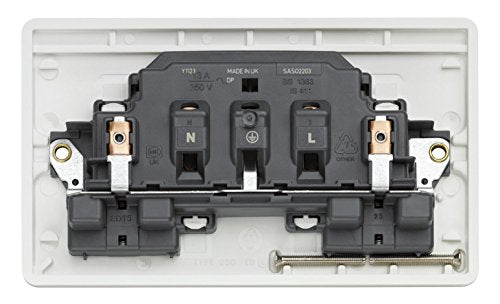 MK Logic Plus Double Socket (K2747 WHI DP) 13A 2 Gang, in white, with inherent antimicrobial properties.