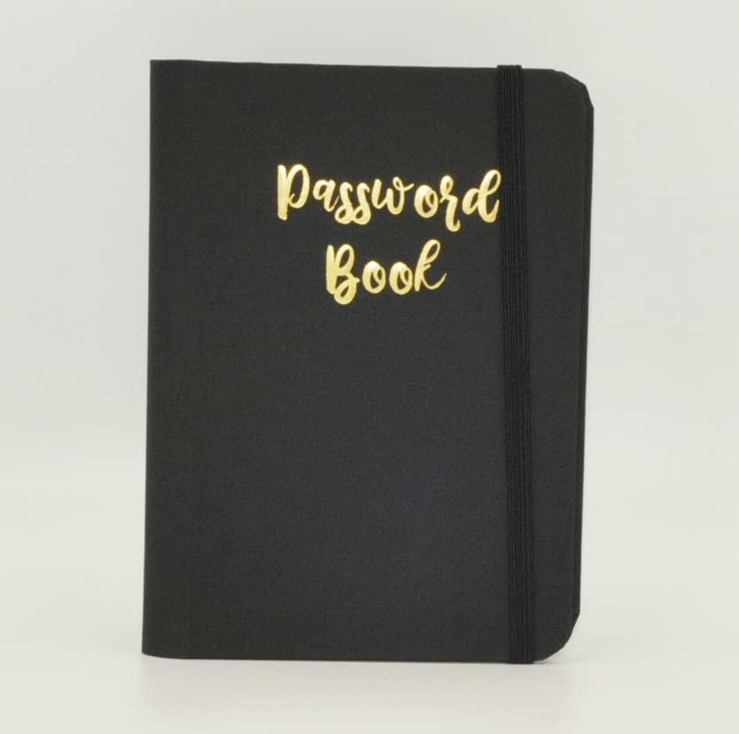Password Book - A-Z Tabbed Notebook for Internet Login Information. Black Small Pocket Size Password Keeper Journal Notebook for Computer & Website