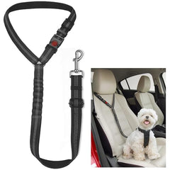 Dog Seat Belt For Cars - Adjustable Dog Car Harness, Headrest Dog Car Seat Belt Restraint Leads, Elastic Pet Seat Belt with Bungee Buffer, Durable Strong Leads Harness for Dogs Cats and Pets (Black)