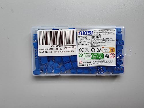 YIXISI 100 PCS Universal PCB Board Kit, 5mm Pitch 2-Pin & 3-Pin PCB Mount Screw Terminal Block Connector for Arduino (80 × 2-Pin, 20 × 3-Pin)