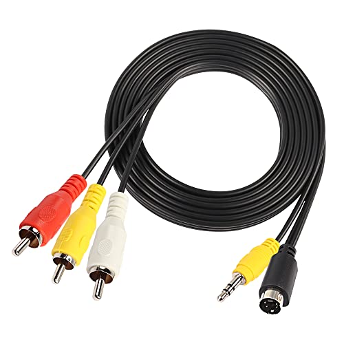 XMSJSIY 4Pin S-Video with 3.5mm 1/8 inches TRS Male to 3 RCA Male Composite Adapter Converter Video Cable - 1.8M