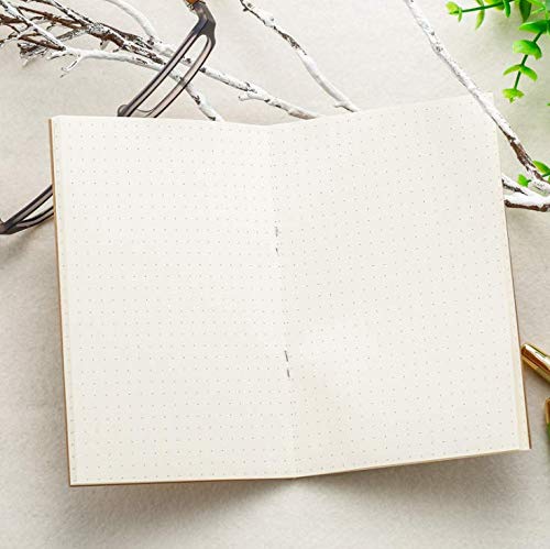 HERUIO Traveler's Notebook Set of 4 Planner Journals Refills: Blank/Dots/Lines/Squares Lined Paper, Kraft Brown Soft Cover -4.3 inches x 8.26 inches - (64 Lined Pages/32 Sheets) x 4