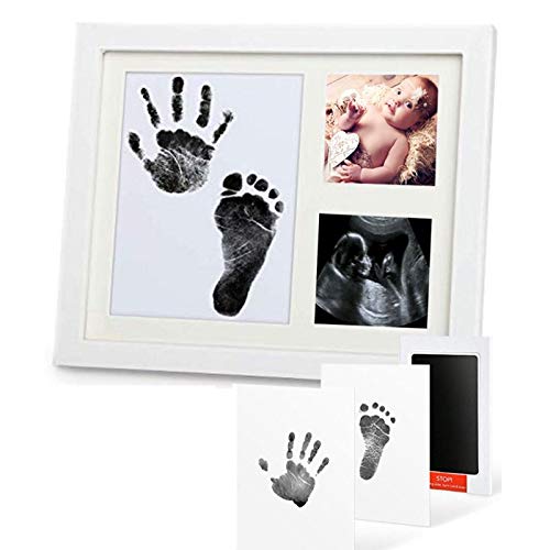 COEAYO Baby Handprint and Footprint Kit - 2 baby Inkless Print pads, 4 Imprint Cards, Pet Paw Print, for Newborn Girls and Boys, Family Keepsake,Memorable Keepsake Box Decorations,Black