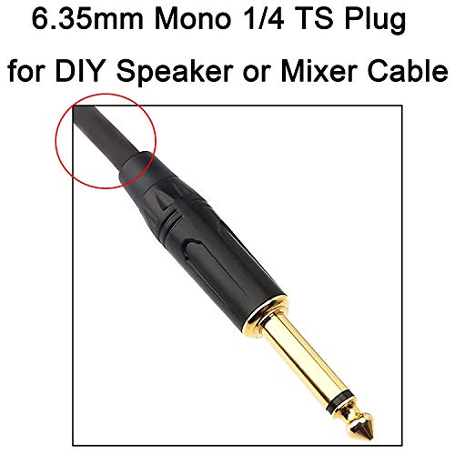 XMSJSIY 6.35 mm TS Audio Plug, 1/4 inch Mono Male Connector, Gold-Plated 6.3 TS Mic Plug for Guitar/Speaker/Microphone Cable etc (4 Pack)