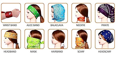 White Paisley Bandana Head Scarf Headbands Handkerchief Cowboy Cotton Bib Party Face Covering Headwear For Motorcycling Mens Womens Unisex